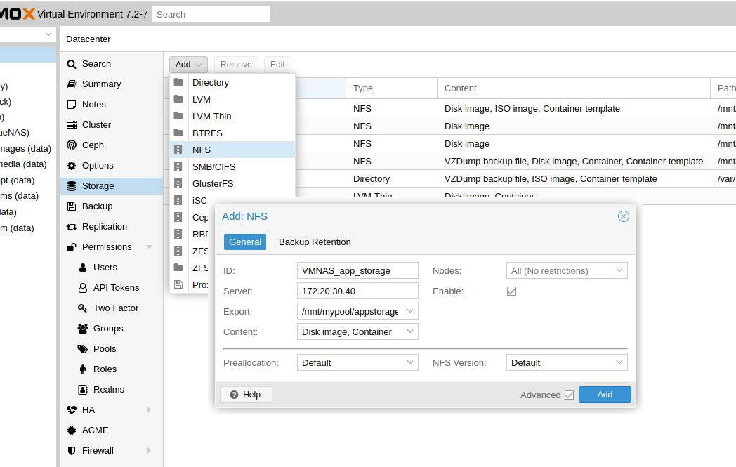 Proxmox Add NFS Share